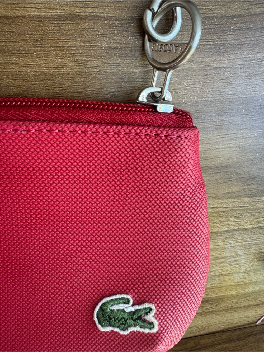 Lacoste Classic Red Canvas Wristlet Pouch Minimalist Clutch 7.5 x 4.5” - Picture 5 of 8
